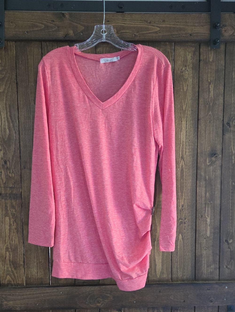 Soft V-Neck Long Sleeve‎ Top in Coral Pink by ZSupply